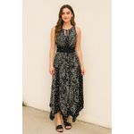 Bila Floral Printed Sleeveless Smocked Bohemian Boho Tasseled Maxi Dress Size S Black Photo 13
