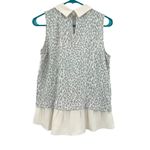 Loft  size‎ small sleeveless collared tank top blouse white gray leopard print Photo 1