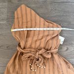ZARA  One Shoulder Brown Striped Beaded Tie Waist Sleeveless‎ Blouse Size S NWT Photo 7