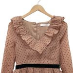 Rachel Parcell NWT Ruffle Tiered Midi Dress Brown Black Polka Dot Chiffon Size 4 Photo 4