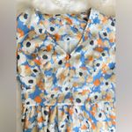 Joie  Floral Field Blue Maxi Tiered V Neck Dress Orange Long Sleeve Cottagecore Photo 10