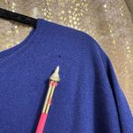 Garnet Hill  Royal Blue 100% Cashmere Dolman 3/4 Sleeve Sweater Top M Flawed Photo 3