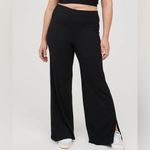Aerie  Offline Thumbs Up Heavyweight Ribbed Knit Wide Leg Pants Black XS Short Photo 8