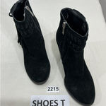 Jessica Simpson Womans  Chassie Black Suede Tassel Block Heel Ankle Boots 7.5 M Photo 0