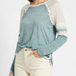 Fitz + Eddi  Blue & Ivory Long Sleeve Tee T Shirt L Photo 0