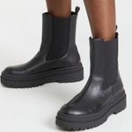 Good American Womens Chelsea Boot Black Faux Leather Lug Sole Grunge Black 7 Photo 0