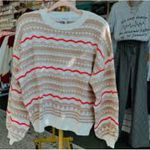 Gilli soft striped boxy fit crewneck sweater size Small Red Photo 1