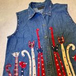 New Directions Blue Cat Pattern Vest size L Size L Photo 4