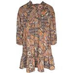 Mango MNG‎ Casual Dress Women's Small Orange Pink Paisley Print Long Sleeve Mini 4 Photo 1