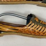 Colorful Leather Huaraches Size MX 5 US 7.5 Women Sandals Green Tan Photo 6
