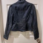 Louie Dark Denim Military Style Jacket with Button Front Closure Photo 1