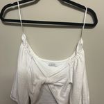 Juniper Blue White Half Sleeve Crop Top Photo 0