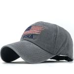Grey USA American Flag Baseball Hat - Stylized Strap Back Tactical Cap Photo 0