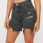Levi's  Charcoal High Waist Distressed Jean Shorts Photo 0