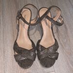 Faded Glory Snakeskin Wedge Heel Sandal Espadrille Ankle Strap Photo 1