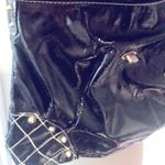 Mae and J VINTAGE Black Patent Leather Quilted Studded 12"x15" Luxury Handbag Photo 3