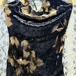 Glare Black tan velvet asymmetrical Dress side ruching floral small adjustable straps Photo 2