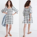 Madewell NEW  Lucie Elbow-Sleeve Smocked Mini‎ Dress in Lebaum Plaid, M Photo 1