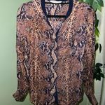 Rebecca Taylor  Silk Button Down Long Sleeve Snake Skin Print Top size 6 Photo 0