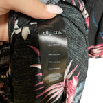 City Chic  Black Floral Palm‎ Button Front Off the Shoulder Romper Plus Size 24 Photo 10