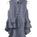 English Factory English Factor Girls Kids stripe Blue and White High-low Top/Blouse(Size 13/14) Photo 1