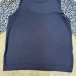 Adrianna Papell  Sweater Blouse 3/4 Balloon Sleeve Floral Ruffle Neck in Navy S Photo 2