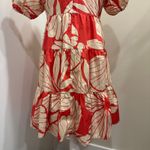 Hutch  Coral Plumeria Print Puff Sleeve Tiered V-Neck Mini Dress Preppy Coastal Photo 11