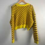 ZARA Combination Jacquard Knit Crop Cardigan Sweater Yellow Brown Size medium Photo 4