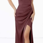 Azazie  A6 Satin Slip Dress – Mauve Pink, Spaghetti‎ Straps, Midi Length Photo 0