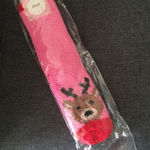 Jenni Cozy, Plush Reindeer Holiday Socks, Pink, Red Photo 0