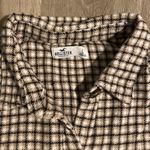 Hollister women’s Tan/Black plaid flannel shirt size L Photo 2