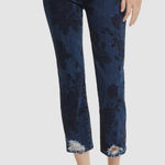 J Brand  Dark Blue Floral Dye Print Cropped Cotton Blend Jeans.      Size-2 Photo 0