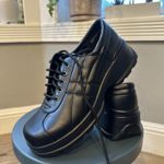 l.e.i. Vintage 90s Black Chunky Platform Lace Up Quilted Shoes Square Toe Y2K Size 10 Photo 2