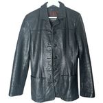 wilson's leather Wilsons Black Genuine Leather Blazer Button Jacket Sport Coat Vintage Y2K Medium Photo 3