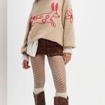 Free People We The Free Graphic Crewneck Sweater Embroidered Bunny XS Photo 3
