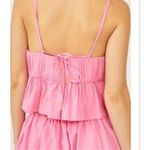 Free People  Y2K Pink Ruffle Crop Top Sweetheart Bubble Hem Tie Back Sweet Size L Photo 2