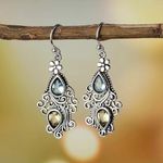 Boho flower water drop pear‎ shaped retro crystal faux fashion jewelry Silver Photo 0