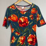 LuLaRoe Dress Floral Bright Colorful Size Small Sheath Stretch Midi Blue Orange Photo 2