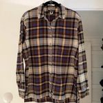 Madewell Flannel Oversized Ex-Boyfriend Shirt in Blue Tartan Fuller Plaid S $88 Photo 8