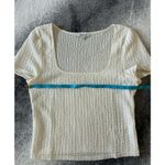 Madewell Popcorn White Square Neckline Ribbed Cropped Cap Sleeve Top Size Large Photo 7