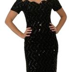 Vintage Zum Zum Black Dress Size Small Velvet Sequin Metallic Short Sleeves Photo 0