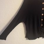 Entro Black Long sleeve waffle knot button, bow tie knot oversized Size Small top Photo 5