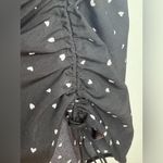 LIONESS  by PRINCESS POLLY Black White Heart Print Ruched Midi Slip Dress XS Photo 9