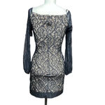 Dress the Population Off Shoulder Blouson Sleeve Lace Dress Black Nude XS Photo 6