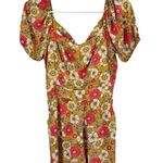 Lila Rose Lily Rose Romper Womens XS Yellow Floral Short Sleeve Cross Back Pockets Cottage Photo 1