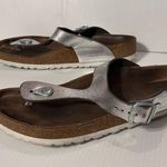 Birkenstock Gizeh metallic silver leather slide on sandal size EU 41 US 11-11.5 Photo 1