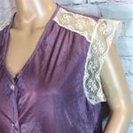 Vintage Society Lingerie Dark Lilac Sleep Shirt Lace Shoulders Medium Photo 2