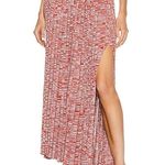 Christopher Esber Mélange Pleated Knit Tie Ribbed Maxi Skirt Red Medium Marled Photo 2