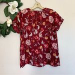 Old Navy Maroon Floral V-Neck Short Sleeve Blouse XS Photo 5