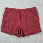 Sanctuary Linen Blend Burgundy Cargo Shorts Women's 28 Flat Front Pockets 3" Ins Photo 0